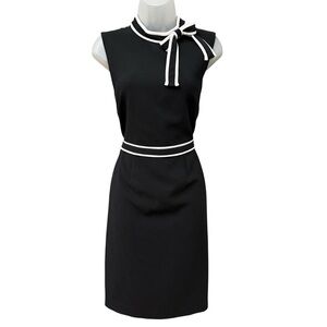 Karl Lagerfeld Paris Mad Men Sheath Dress Size 8 Black Sleeveless Knee Length